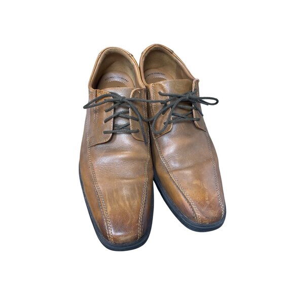 Clarks mens brown leather dress oxfords sz 9.5W SKU 9770 - Picture 10 of 16